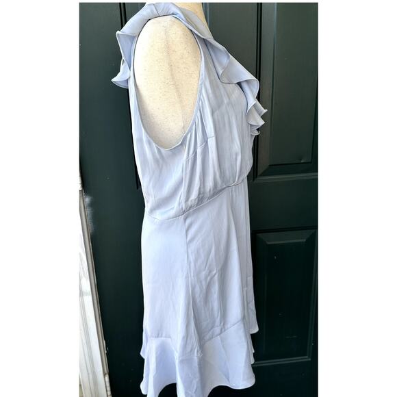 NWT Altar'd State Baby Blue Silky Ruffled Dress Sheer Flowy Feminine Fairy - Picture 4 of 7